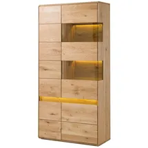 Massivmoebel24 Vitrine CARDIFF 103 x 43,5 x 207 cm Beige