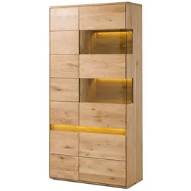 Massivmoebel24 Vitrine CARDIFF 103 x 43,5 x 207 cm Beige