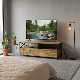 Relaxdays TV-Lowboard 120 x 40 cm Braun/Schwarz Holzwerkstoff/Stahl