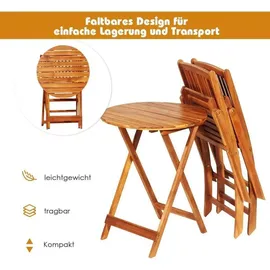 Goplus Gartenmöbel Set Akazienholz klappbar Rundtisch 2