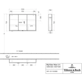 Villeroy & Boch My View Now 120 cm verspiegelt LED-Beleuchtung smarthome fähig