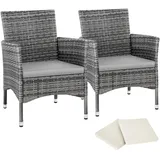 Tectake Rattansessel 57 x 59 x 85 cm 2 St. inkl. Sitzbezüge 4 St. grau/hellgrau