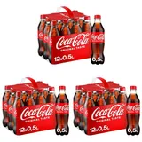 Coca-Cola Classic, Pure Erfrischung mit unverwechselbarem Coke Geschmack in stylischem Kultdesign, 12 x 500 ml Einweg Flasche (Packung mit 3)