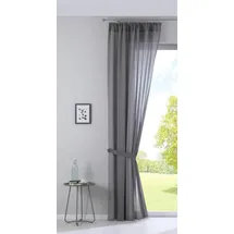 Gardinenbox Gardine »Nizza« Baumwoll-Voile Halbvoile HxB 254x135 cm Grau Transparent Store mit Gardinenband und Tuneldurchzug, 2019031