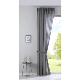 Gardinenbox Gardine »Nizza« Baumwoll-Voile Halbvoile HxB 254x135 cm Grau Transparent Store mit Gardinenband und Tuneldurchzug, 2019031