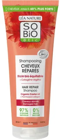 So'Bio Étic Shampoo Repariertes Haar Rizinus Bio Und Pflanzliches Kollagen Tube 250ml