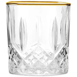 6 tlg. Gläser-Set 340ml Vintage-Retro Design mit Goldumrandung