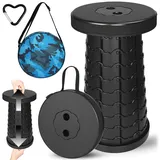 USHOP Tragbarer Klapphocker mit Kissen, Verstellbarer Kunststoff-Hocker für Camping, Wandern, Angeln, Reisen und Grillen