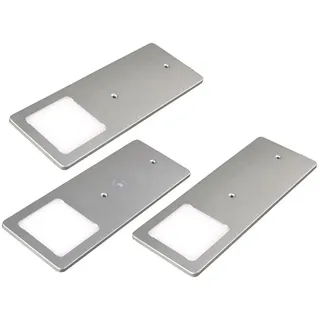 Kalb Material Für Möbel kalb LED Unterbauleuchten silber 5W- sehr flache Küchenleuchte Touch-Dimmfunktion Einbaustrahler Einbauspot, Auswahl:3er Set warmweiss