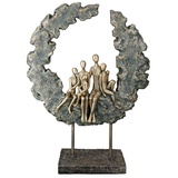 GILDE Dekoobjekt Poly Skulptur "Familie" in Grün/Antik Goldfarben - Handgefertigte Deko