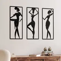 sinbinta Therwen 3 Stück afrikanische Frauen Metall Wanddekoration Schwarz Frauen Metall Wandkunst Afroamerikanische Wandkunst Schwarz Metall Wanddekoration für Schlafzimmer Badezimmer Wohnzimmer Home Wall