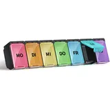 Opret Tablettenbox 7 Tage Deutsch - Pillendose Regenbogen Tablettendose, Pillenbox Tabletten Organizer Wochenbox Medikamentenbox