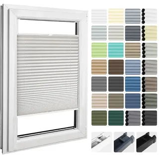 Home-Vision Premium Plissee nach Maß, zum Anschrauben in der Glasleiste, Blickdicht für Fenster & Tür Sonnenschutzrollo in verschiedenen Breiten, Höhen Farbe des Textile und Profilfarben