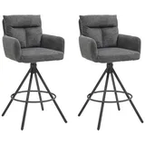 Stolkom Barhocker 2er Set SOFIA, Dunkelgrau - Schwarz - Webstoffbezug - Metallgestell - drehbar - 2er Set