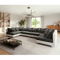 DeLife Wohnlandschaft Clovis XL Weiss Schwarz modular