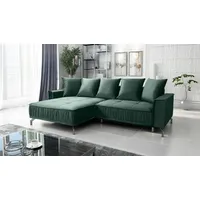 Fun Möbel Ecksofa Schlafsofa Sofa FLORENCE Stoff Element Dunkelgrün Ottomane Links - Grün