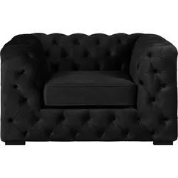 Chesterfield-Sessel "Kalina Sessel", schwarz, B:110cm H:67cm T:98cm, 100% Polyester, GUIDO MARIA KRETSCHMER HOME & LIVING, Sessel, mit klassischer Chesterfield-Knopfheftung, sehr hochwertige Qualität