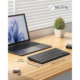 Inateck Bluetooth-Tastatur für iPad Pro/Air/Mini/10.9/10.2/9.7 Grau