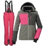 Killtec Skianzug Damen Skijacke grün + Skihose pink, verschweißte Nähte grün|rosa 40