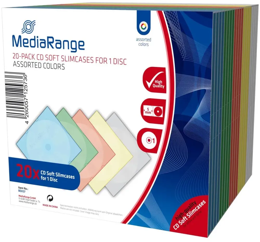 MediaRange BOX37 CD-Hülle Schmales Gehäuse 1 Disks Mehrfarbig