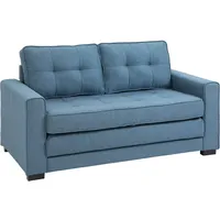 HOMCOM Schlafsofa Klappsofa 2-Sitzer Stoffsofa Bettsofa Sofa mit Schlaffunktion Sofagarnitur Leinen-Touch Gummiholz Blau 147,5 x 75 x 85 cm