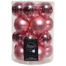 Kaemingk Weihnachtskugeln Glas 6cm x 20 Stück Christbaumkugeln matt glänzend pink rosa