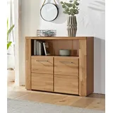 Home Affaire »Celle,90cm breit,35 cm tief, Fronten Massivholz«, Holz massiv, Holzwerkstoff, Metall Griffe,3 breite Fächer