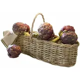 Loberon Korb Allegretta, Handgeflochten, in Zwei Fächer Unterteilt, Schlankes Design, Aufbewahrung, Dekoration, Rattan, braun