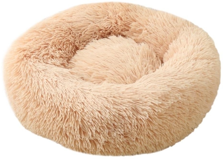 IRYZE Beruhigendes Katzenbett Small Calming Donut Cat Dog Bed Anti-Anxiety Washable Round Cozy Soft Fluffy Faux Fur Pillow Cuddler Haustierbett (Color : E, Size : 40 * 40cm)
