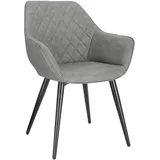 WOLTU Esszimmerstühle 1er Set, für Esszimmer, Küche, Wohnzimmer, Küchenstühle gepolstert mit Rückenlehne Armlehen, Metallbeinen, Kunstleder, Grau