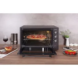 ICQN Minibackofen 60 Liter XXL mit Umluft, Drehspieß, Emailliert, Anthrazit