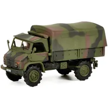 Schuco 1:87 Unimog S404 BW Pritsche/Plane - Hochwertiges Diecast Modell im Maßstab 1:87, Modellauto, 1:87, Militär, Sammlermodell, Diorama