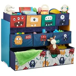 relaxdays Kinderregal mit Stoffboxen »Monster«