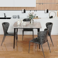 WISFOR Esstisch Marmor Optik, Küchentisch Esszimmertisch für 4 Personen, Rechteckig Tisch mit rutschfesten Beinen aus Metall, Modern Design, Hell...
