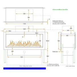 Muenkel design e-tunnel PRO pure 1100 [Opti-myst Elektrokamineinsatz]: Wasserleitung - Ohne Glasscheibe - 2.000 Watt Heizleistung - Kieswanne schwa...