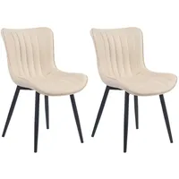 CLP 2er Set Stühle Largo I Samt- Oder Kunstlederbezug I Gepolsterter Esszimmerstuhl I Lehnstuhl mit 4-Fuß Metallgestell