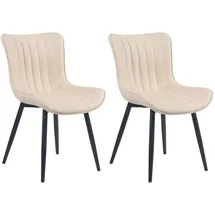 CLP 2er Set Stühle Largo I Samt- Oder Kunstlederbezug I Gepolsterter Esszimmerstuhl I Lehnstuhl mit 4-Fuß Metallgestell