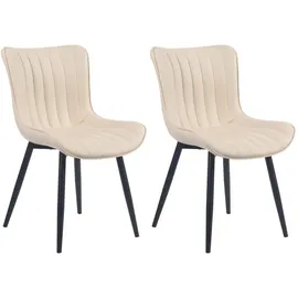 CLP 2er Set Stühle Largo I Samt- Oder Kunstlederbezug I Gepolsterter Esszimmerstuhl I Lehnstuhl mit 4-Fuß Metallgestell