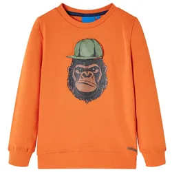 Kinder-Sweatshirt Dunkelorange – Größe 140, weiche Qualität mit Gorilla-Print - 140