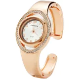 Damenuhr – Edle Spangenuhr Damen mit funkelnden Akzenten | Damen Uhr | Damenuhr Gold | Damenuhr Silber | Uhr Damen Gold | Uhr Damen Silber | Goldene Uhr Damen | Damenuhr Rosegold (Rosegold-Weiß)