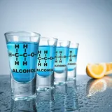 Mad Monkey Lustige Shot Gläser mit Alkohol Chemieformel im 4er-Set