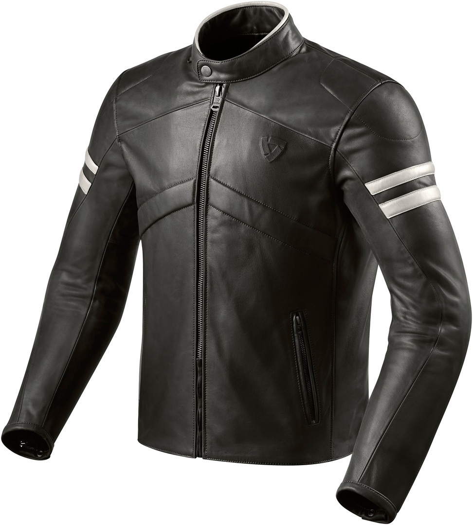 Revit Prometheus Motorrad Lederjacke, schwarz-weiss, Größe 58 für Männer