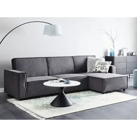 Beliani Eckcouch Stoff 3-Sitzer Grau