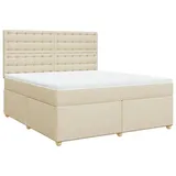 vidaXL Boxspringbett mit Matratze Creme 180x200 cm Stoff