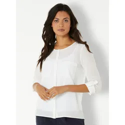 Seidenbluse HEINE, Damen, Gr. 44, beige (ecru), 100% Seide, unifarben, Rundhals, Langarm, Blusen