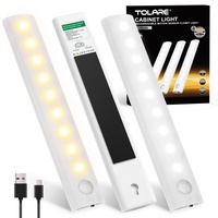 Tolare LED Schrankbeleuchtung mit Bewegungsmelder, 2 Farben Verstellbar Kabellose LED Unterbauleuchte, USB-C Wiederaufladba Schranklicht, Tragbares LED Leiste Batterie Schrankleuchte - 3 Stück