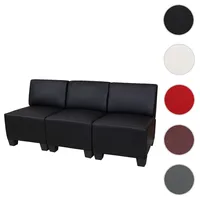 Mendler Modular 3-Sitzer Sofa Couch Lyon, Kunstleder schwarz, ohne