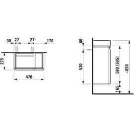 Laufen Waschtischunterschrank 1 Tür 27,5 x 58 x 27,5 cm Grau