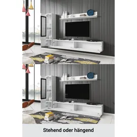 Home Affaire Wohnwand VERA I, Vitrinen Türanschlag links/rechts wechselbar, (Komplett-Set, 3-St), Vitrine mit Verglasung, stehend und hängend, inklusive Beleuchtung beige