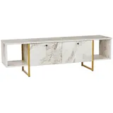 vente-unique Derana TV-Lowboard 160x47,6x40 cm Weiß Holz/Metall